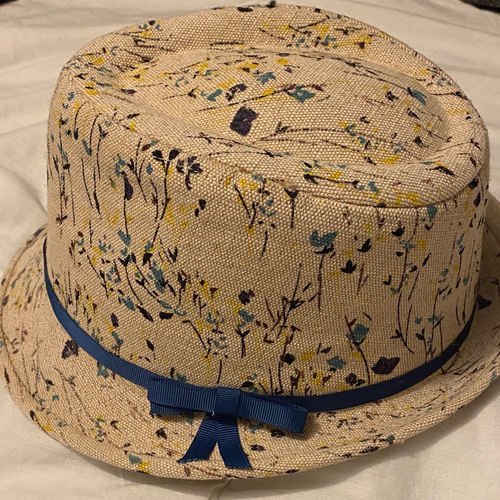 Zara Beige Patterned Fedora with Blue Band